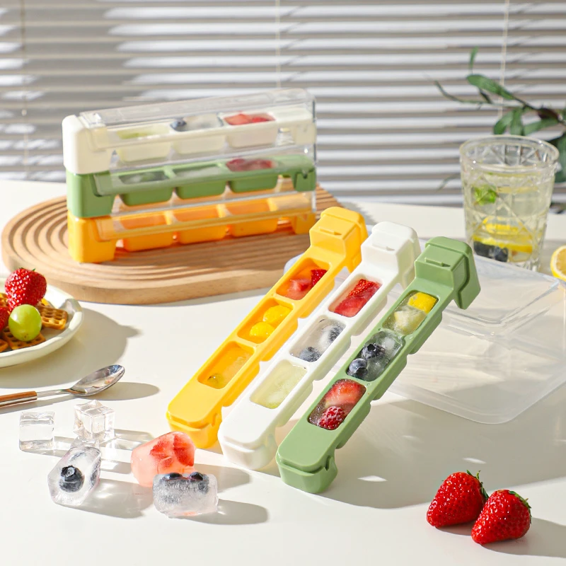 舍里长条冰块模具家用食品级按压大冰格冰箱带盖易脱模制冰盒神器