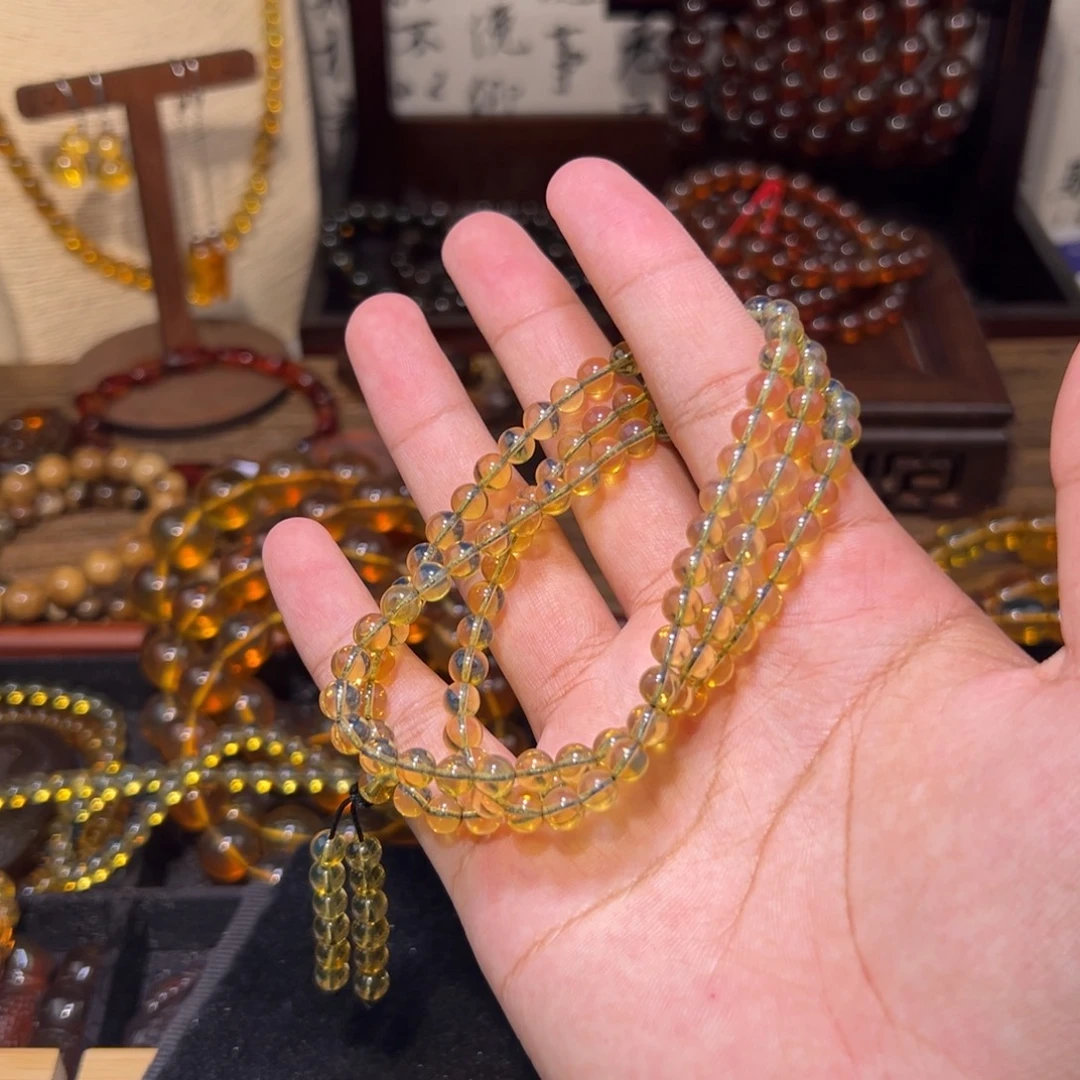 琥珀未镶嵌颈饰5.5mm+蓝珀108