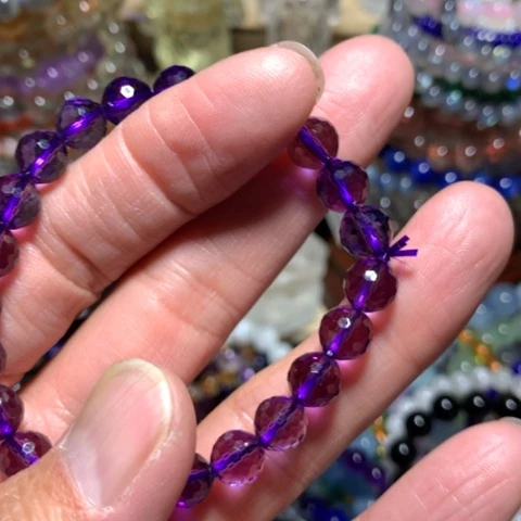 紫晶手串未镶嵌树*幺刻面手串8mm