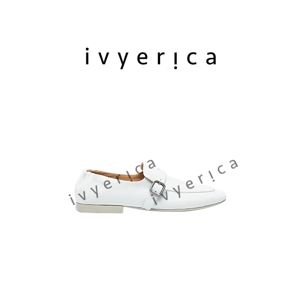 MODADONNA意制真皮大底经典百搭曼朵真皮大底胎摔牛皮白色乐福鞋