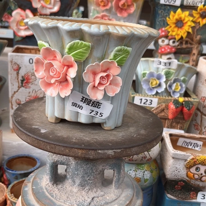 紫砂花盆粗陶材质多肉花盆735