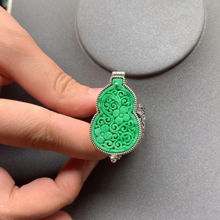 翡翠戒指银S925镶嵌念**及