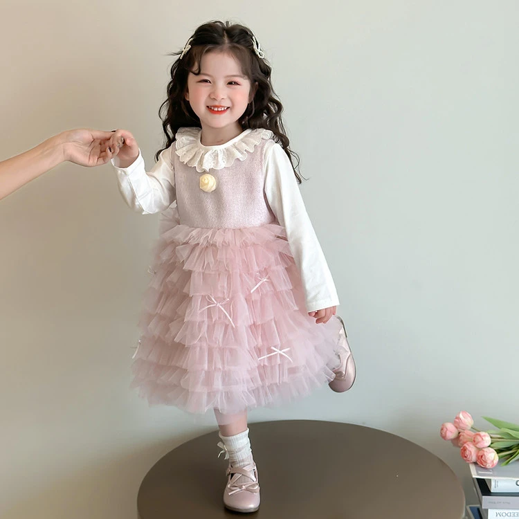 女童连衣裙春装2025新款洋气儿童春秋季蓬蓬蛋糕裙女宝宝公主裙子