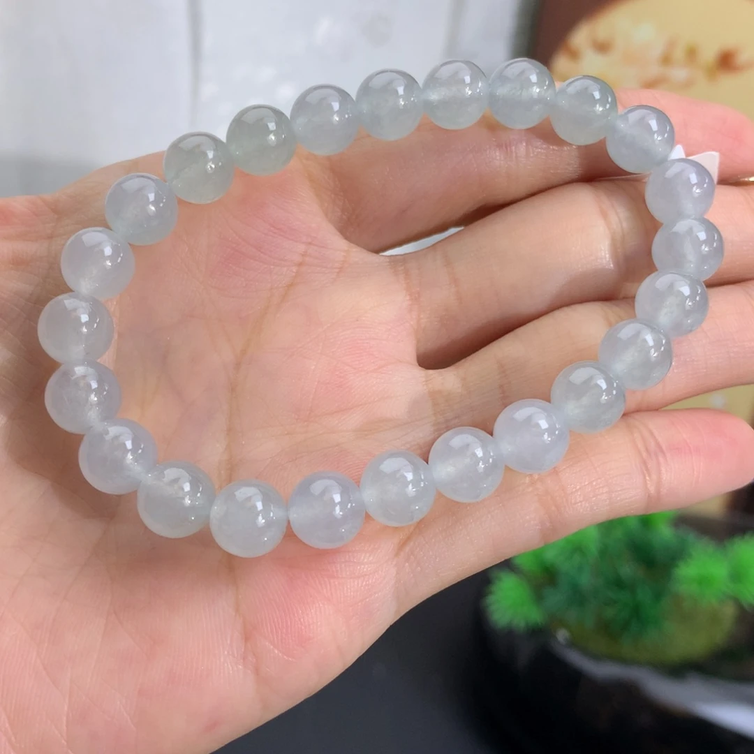 翡翠未镶嵌手串卡7.8冰胶蓝手串