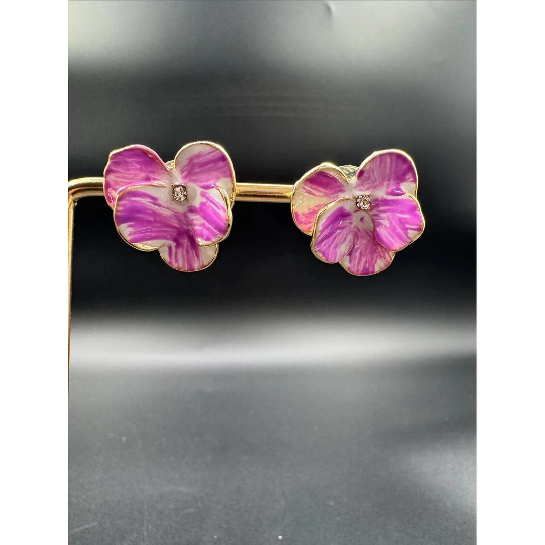 铜合金亚克力 5362 春夏复古清新花朵耳环