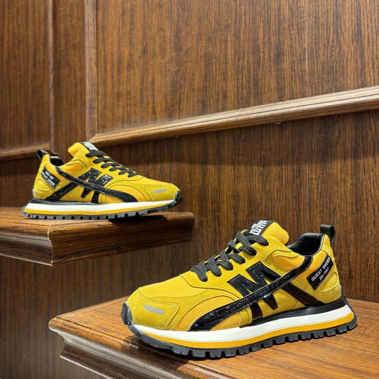 无鞋可及春季2025新款男鞋时尚厚底皮面透气舒适百搭运动休闲鞋子