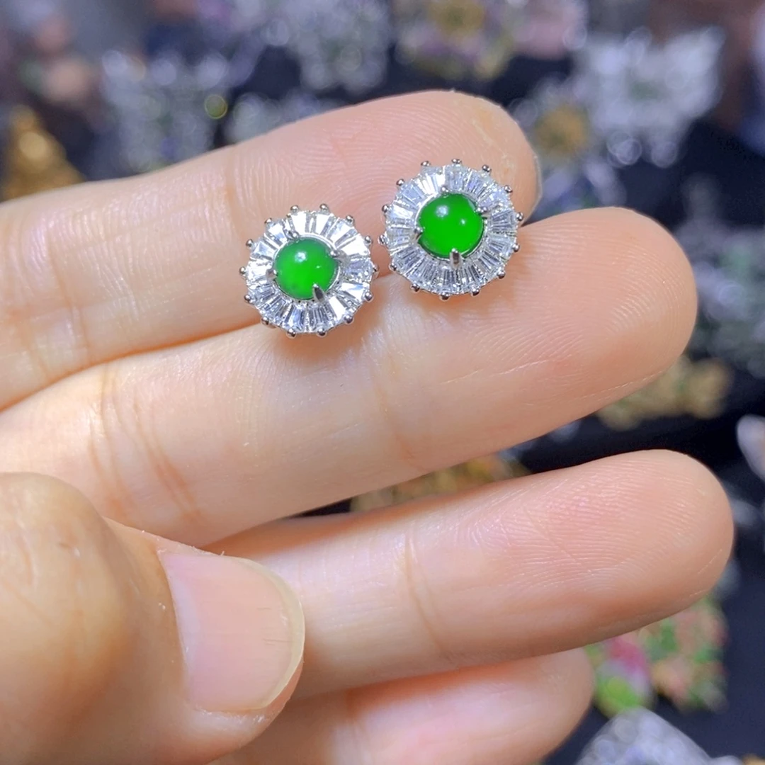 翡翠银S925镶嵌吊坠(不含链)天然翡翠