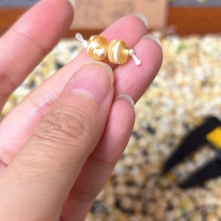 蜜蜡未镶嵌裸石7.9mm一对