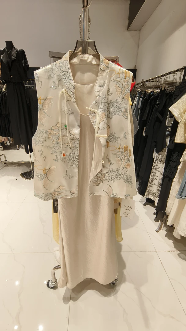 新品新中式国风马甲+连衣裙两件套6915