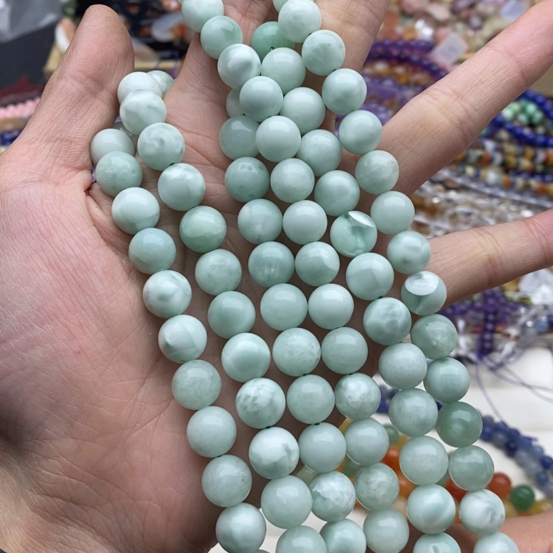 玛瑙/玉髓未镶嵌珠宝半成品一条放漏价10mm绿海纹圆珠