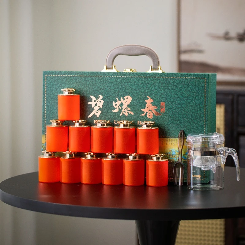 25年新茶碧螺春绿茶花果香高档玻璃泡茶壶装手提礼盒装自用送礼装