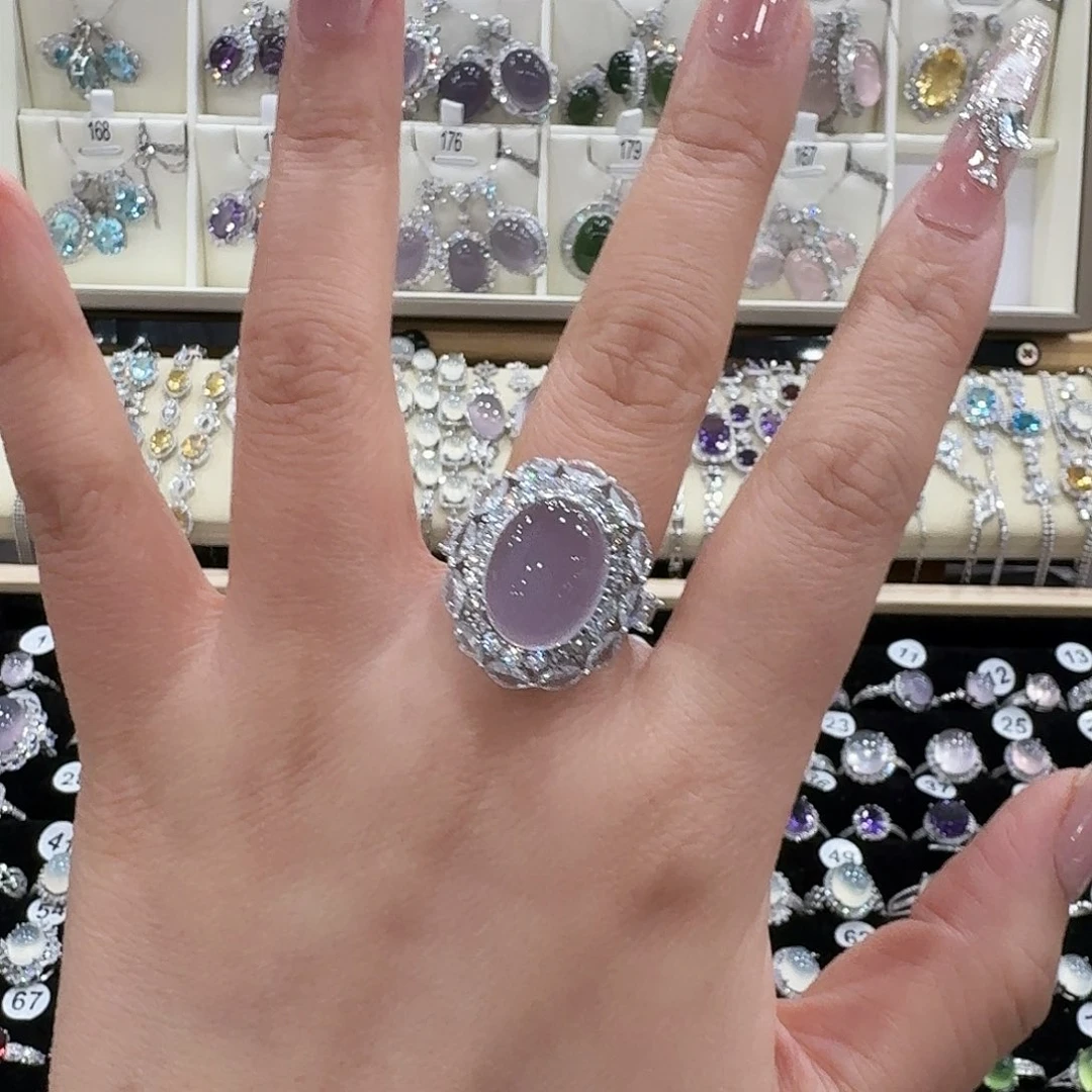 ~***~萤石戒指银S925镶嵌