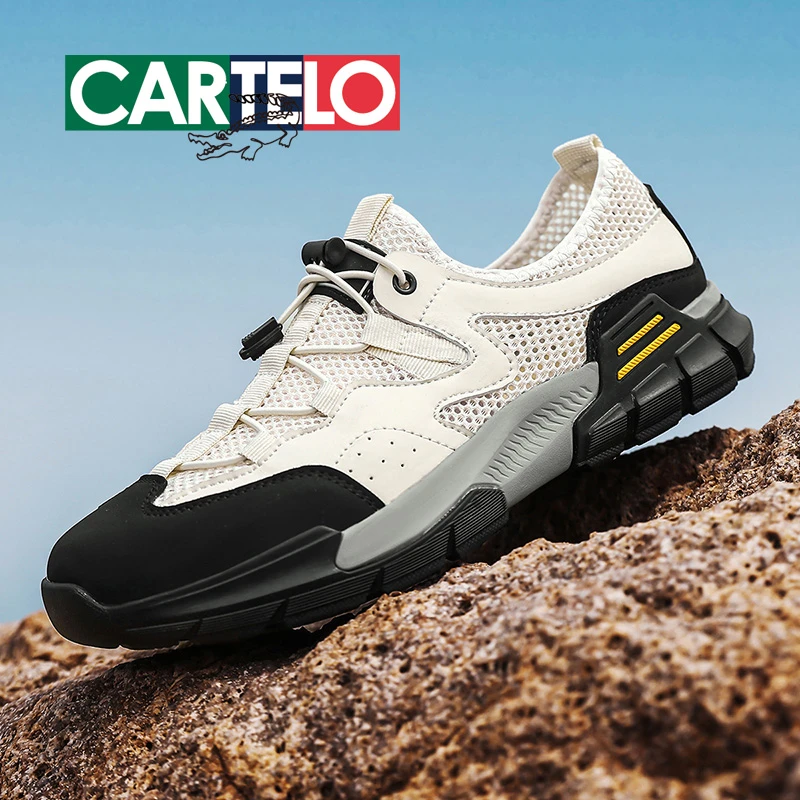CARTELO/卡帝乐鳄鱼夏季运动耐磨透气男士镂空网面鞋轻便防滑软底