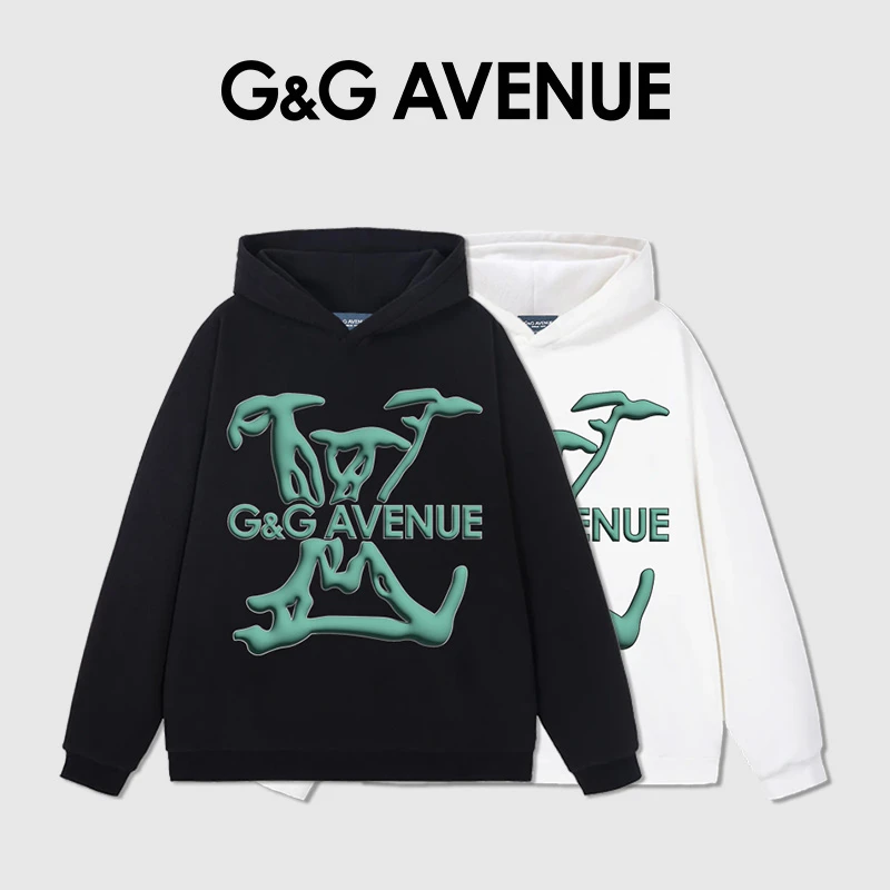 法国G&G AVENUE连帽潮流时尚帅气长袖印花个性秋冬款保暖舒适卫衣