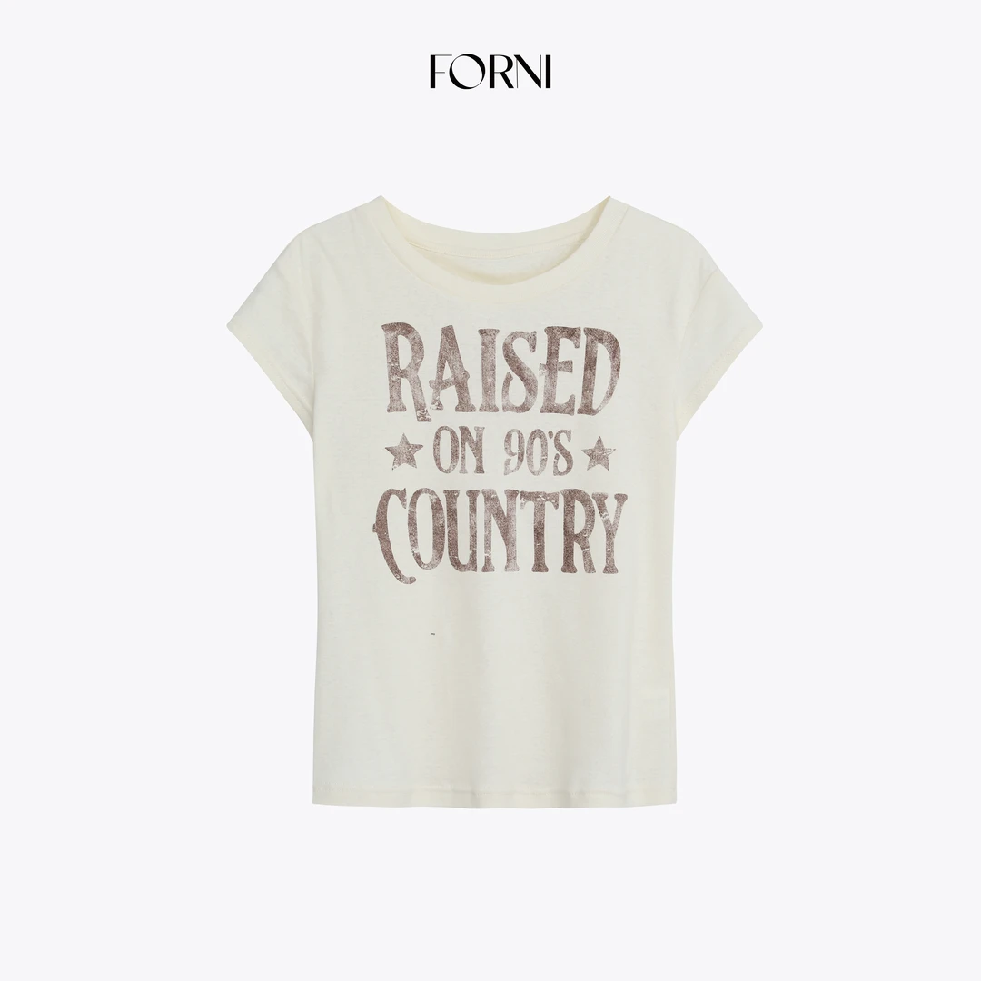 FORNI 美式vibe高捻 100新疆棉美式做旧字母印花T恤2025