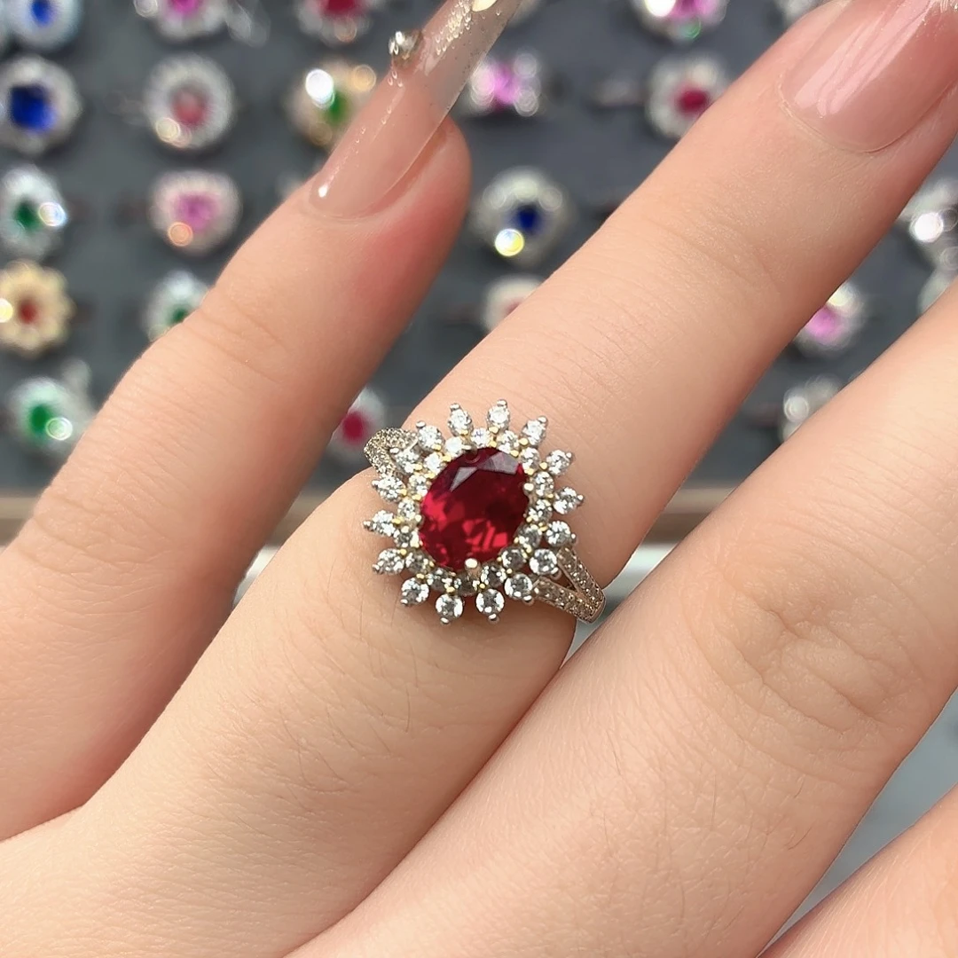 925银培育鸽血红色宝石