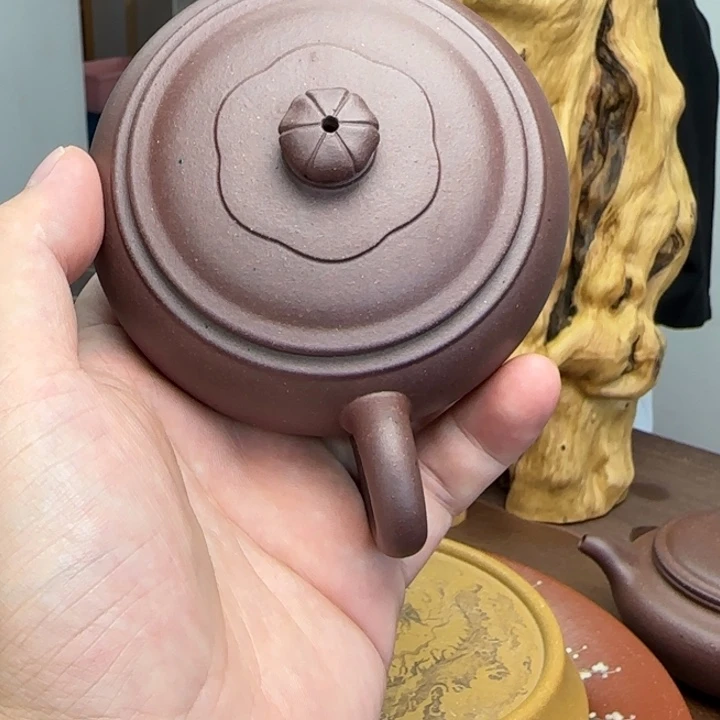 茶壶紫砂底槽清菊钮石鼓170CC特价