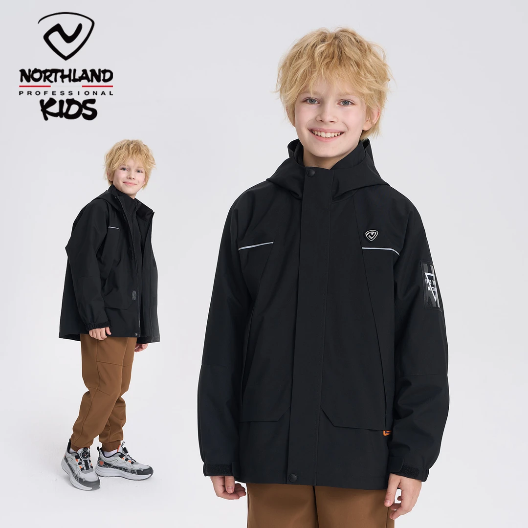 诺诗兰儿童三合一外套男女童25新款春秋户外加绒上衣硬壳冲锋夹克