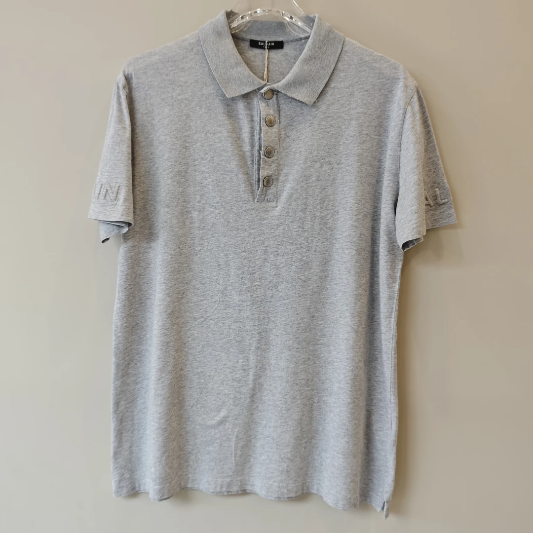 99新 BALMAIN/巴尔曼 灰色短袖polo衫 L码 AA00798