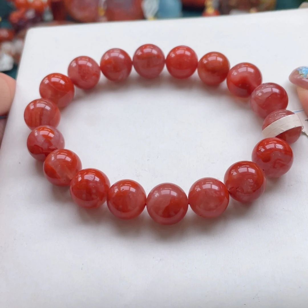 南红玛瑙未镶嵌开播福利川料南红飘花单圈11+mm