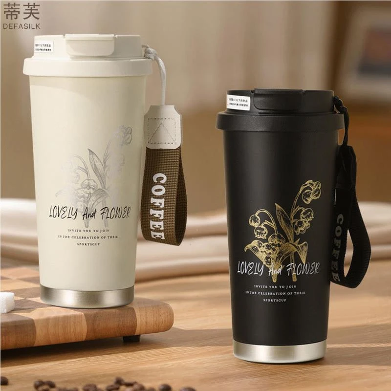 咖啡保温杯定制印字陶瓷内胆车载吸管杯随行礼品杯刻字水杯