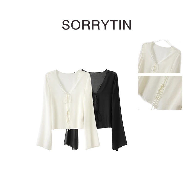 《蝉丝素罗》SORRYTIN 清凉一夏 超美搭子黑白桑蚕丝披肩防晒衬衣
