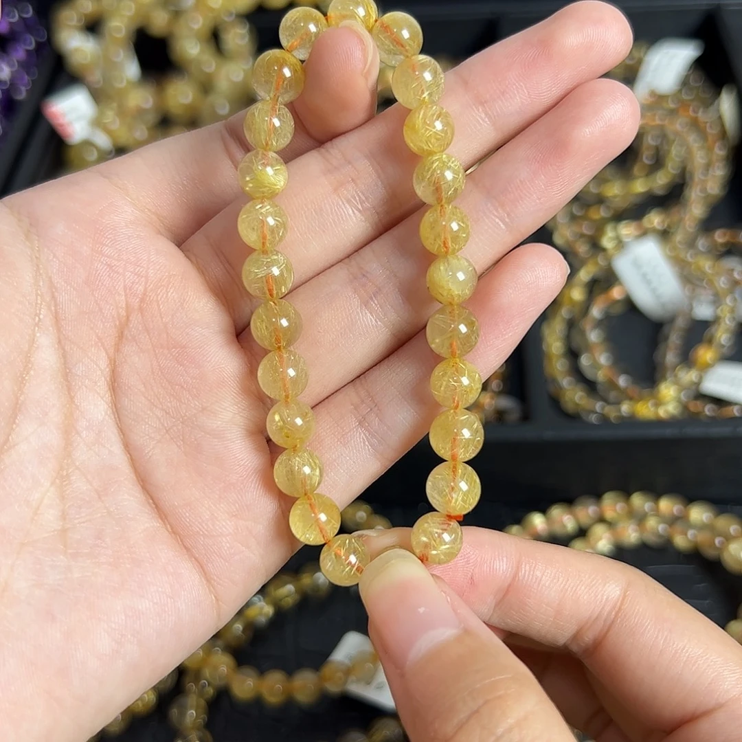 犟***！未镶嵌手链水晶天然金发晶