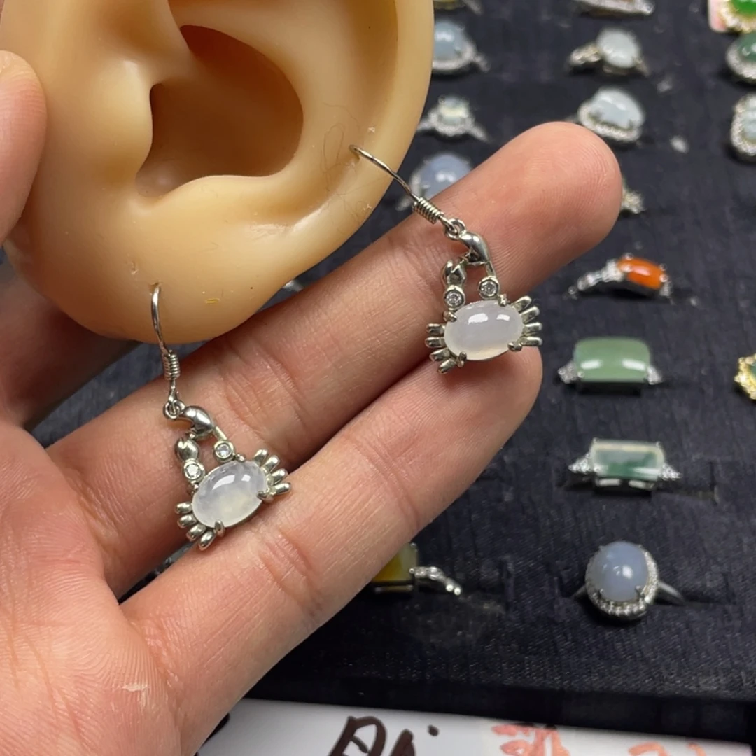 翡翠未镶嵌戒指耳钩