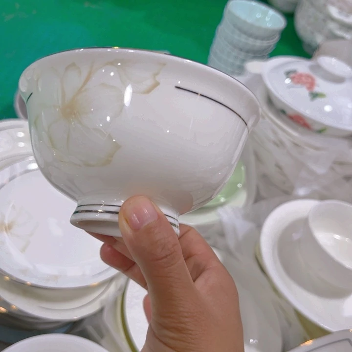 瓷片秒金高脚碗十个微瑕4.5寸