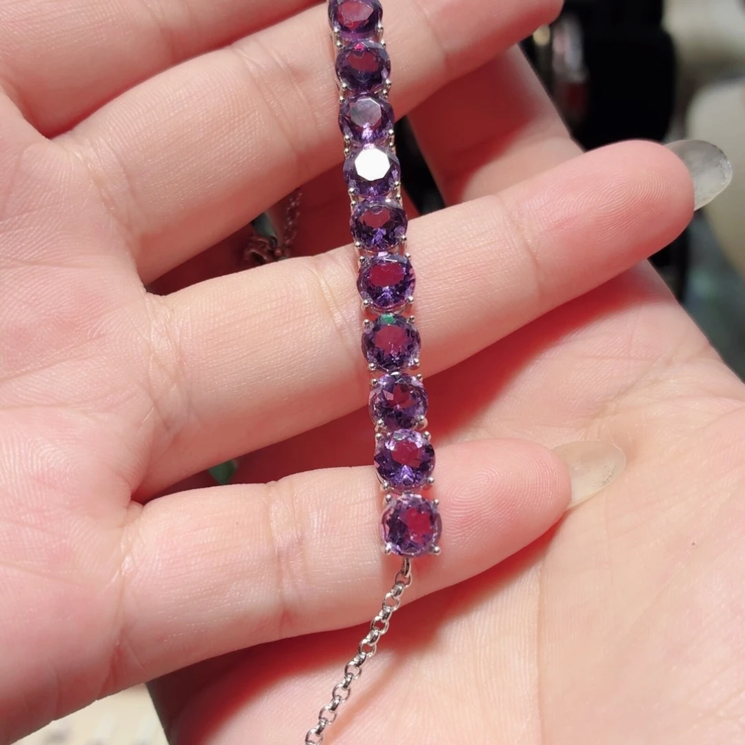 紫晶手链银S925镶嵌国首质检