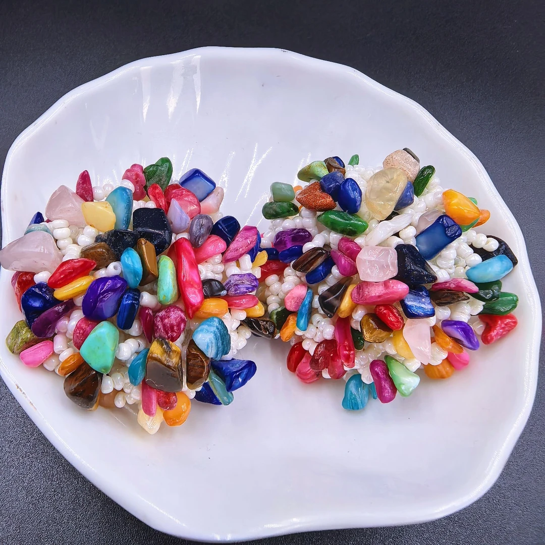 铜合金亚克力耳饰 【伊琳甄选】彩色石头耳饰