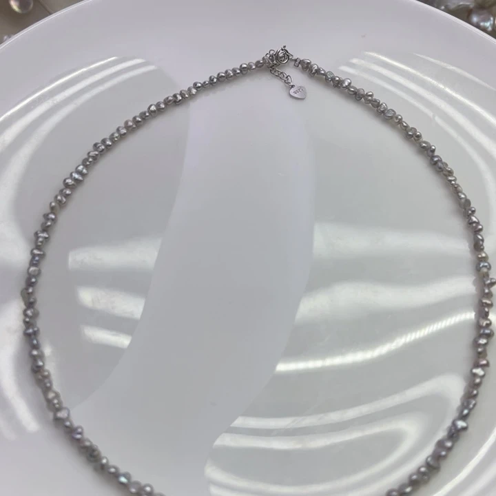 淡水珍珠银S925镶嵌项链