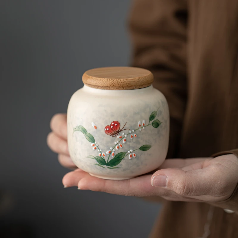 茶小洋-手绘文心兰茶叶罐280ml