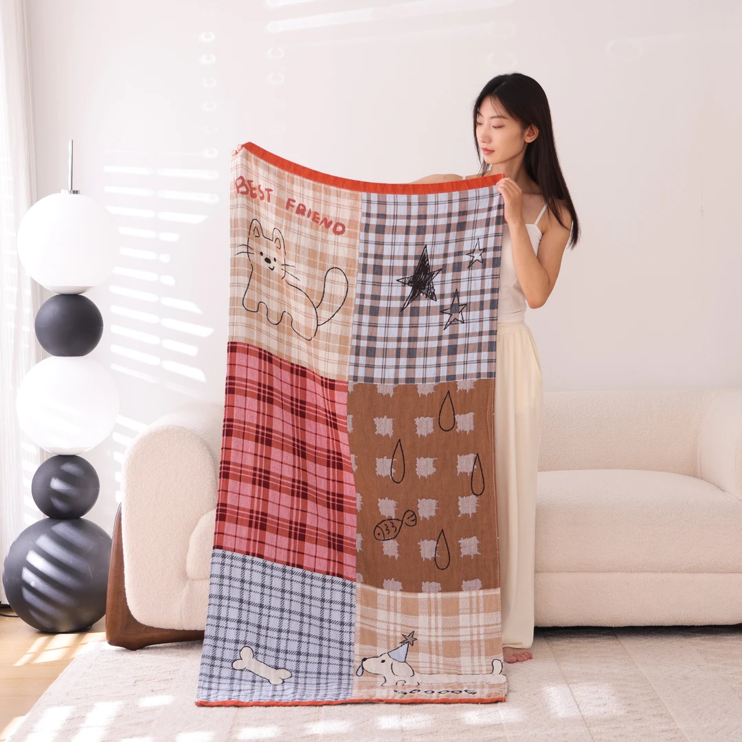 100%纯棉纱布加厚浴巾水洗柔软吸水速干洗澡裹巾不掉毛家用大毛巾