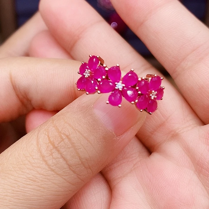 红宝石戒指银S925镶嵌