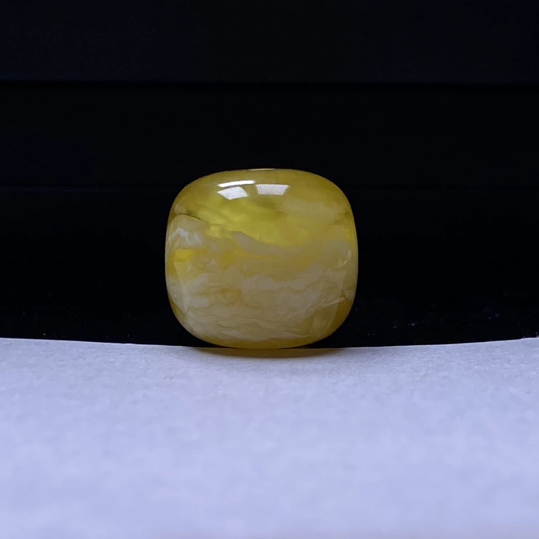 琥珀蜜蜡橘金瓷白妖花虎皮纹老型珠美观高级文玩配饰15.3mm