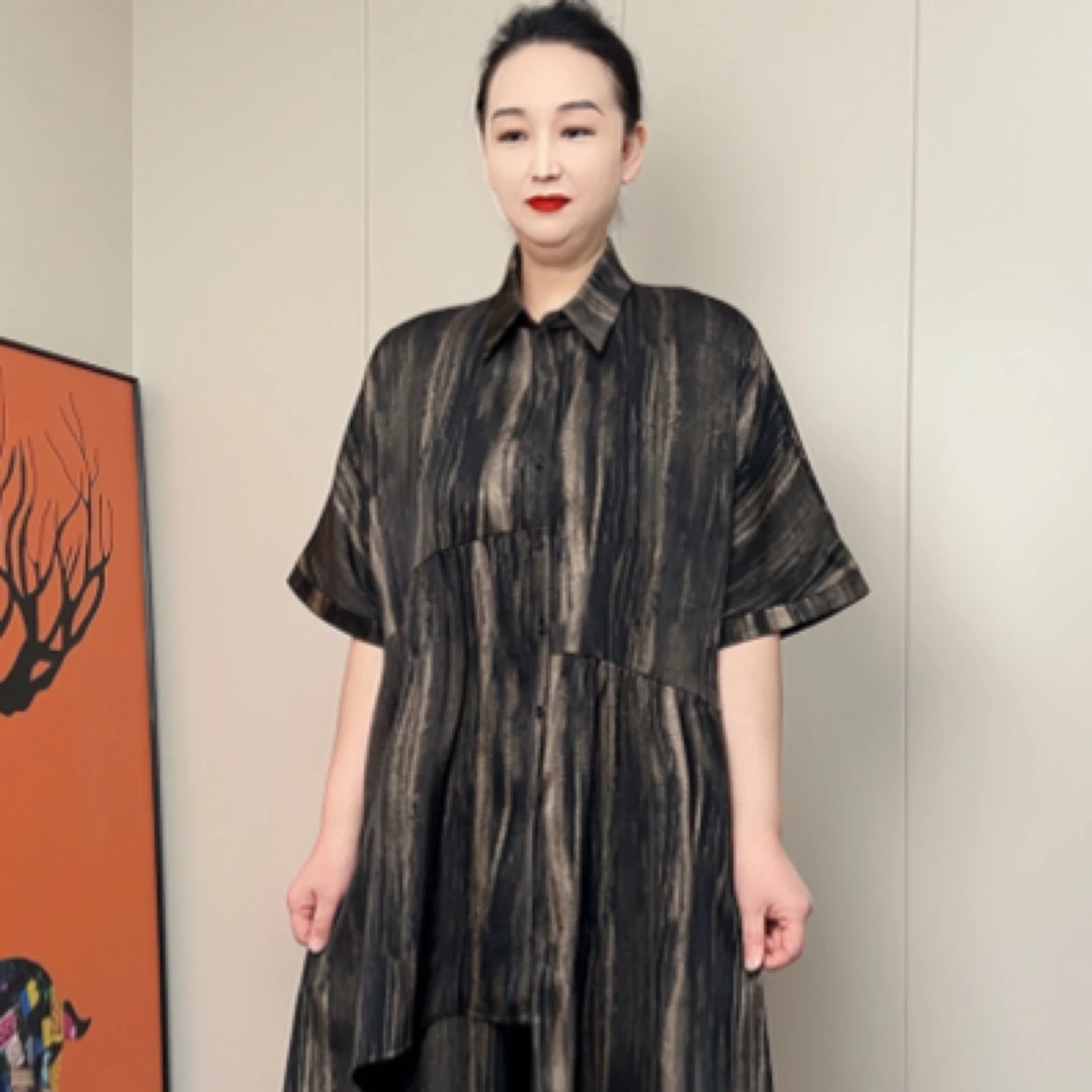 轻奢阔版时尚简约大码显瘦套装（衣服+裤子）7965