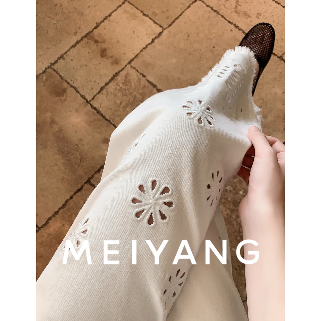 A美洋MEIYANG 剪花牛仔裤【商场同款】 八/九分直筒裤【小60】-周五