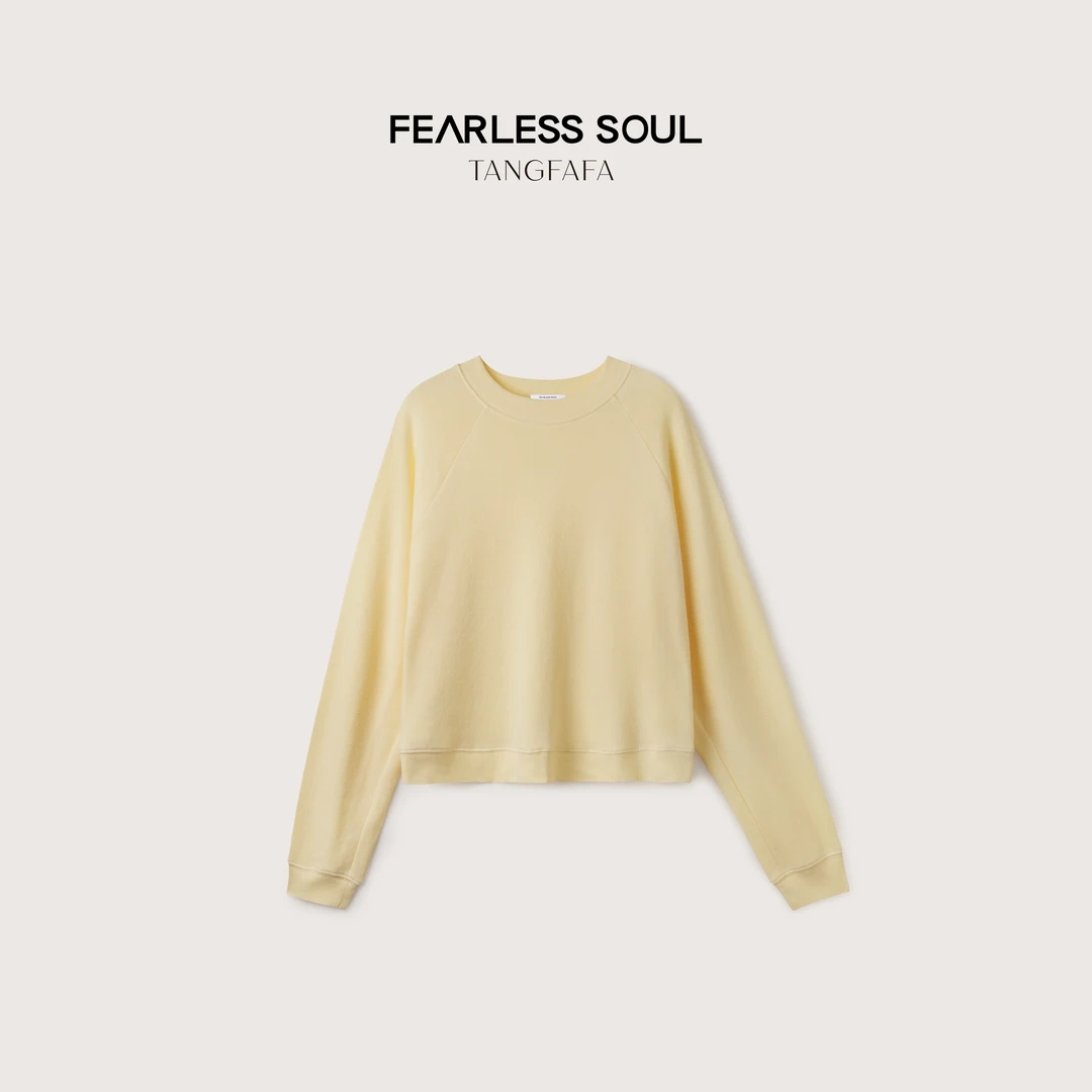 唐发发TFF百搭棉混纺抓毛插肩圆领耐磨宽松短款卫衣女士825FH401*