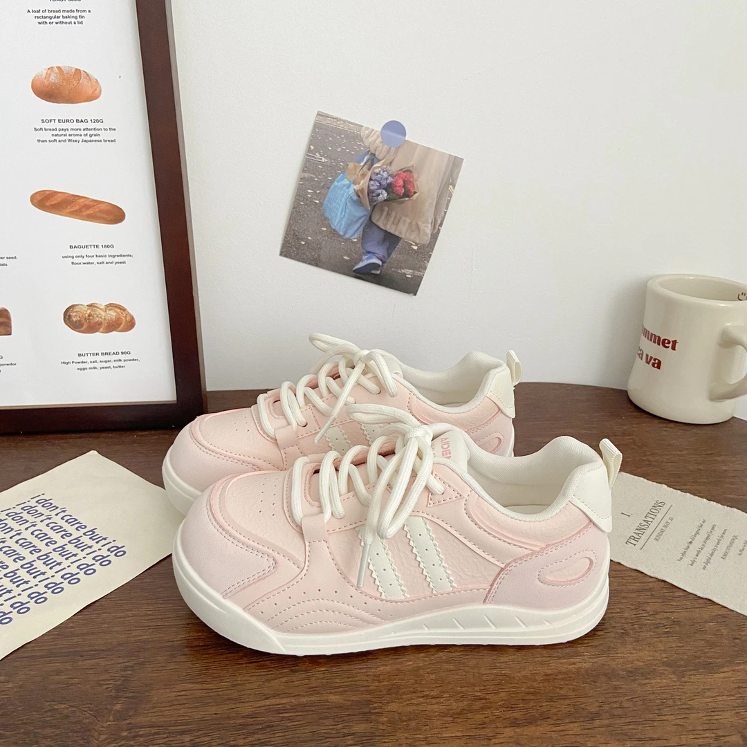 三福真皮厚底小白鞋女2025秋季新款百搭透气德训学生运动休闲板鞋