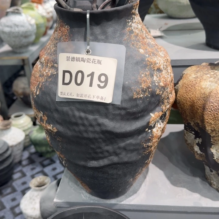 ****王瓷片景德镇高温花器编码019高36口10默认无孔