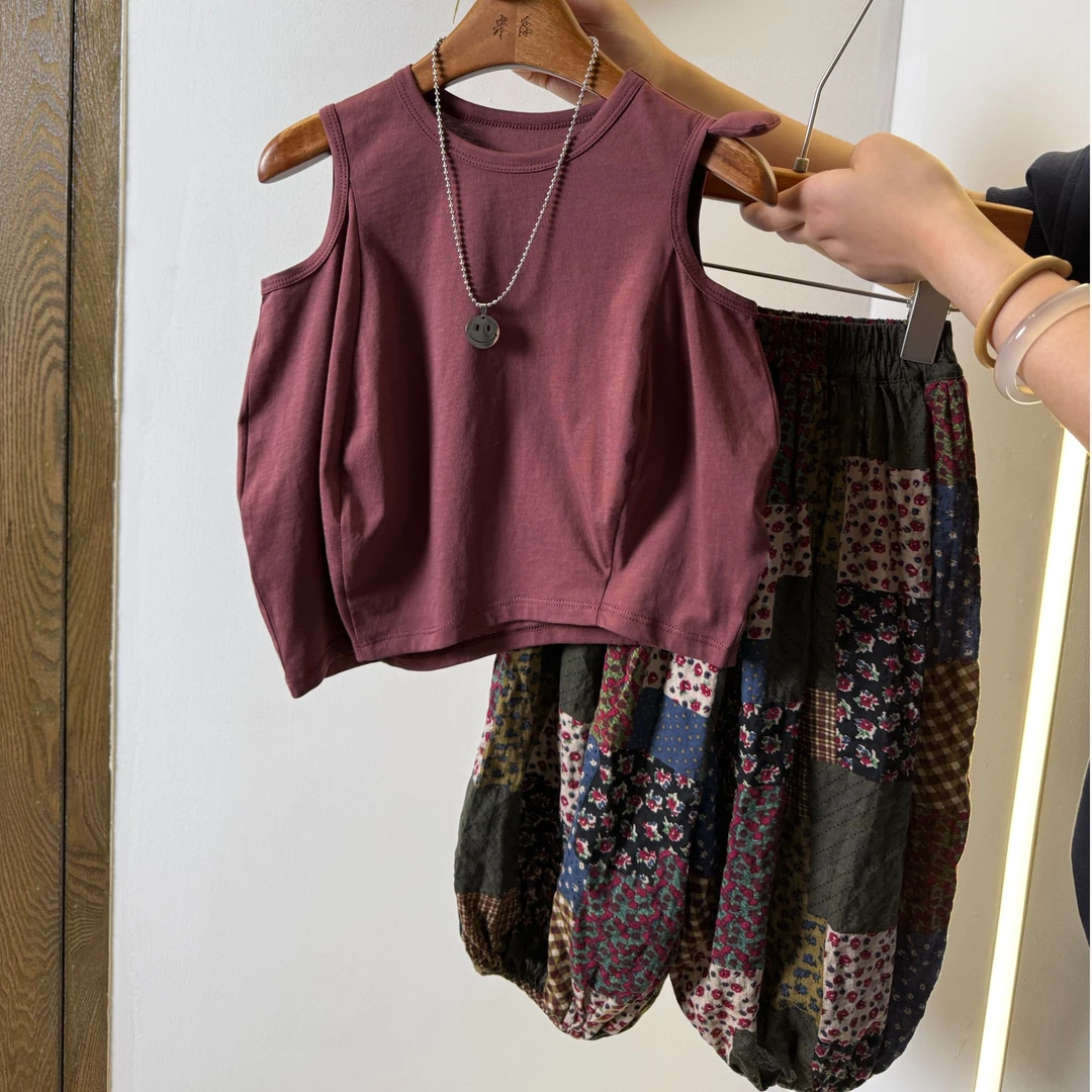 儿童夏款背心套装男童休闲背心宽松灯笼裤女童夏季两件套FT025