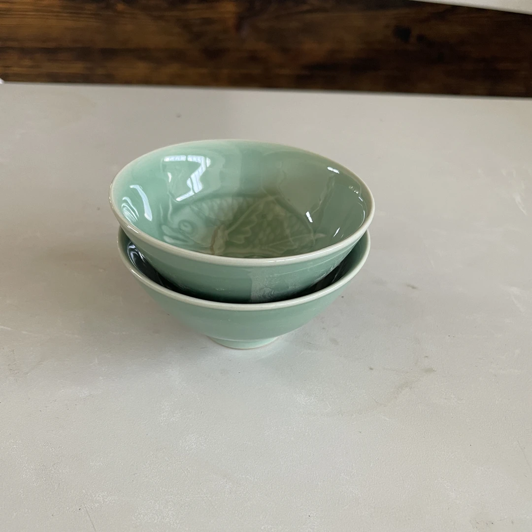 【北鱼专属】瓯江 龙鱼茶碗 2个一组 天青口径9.5cm高4.5cm容量85ml