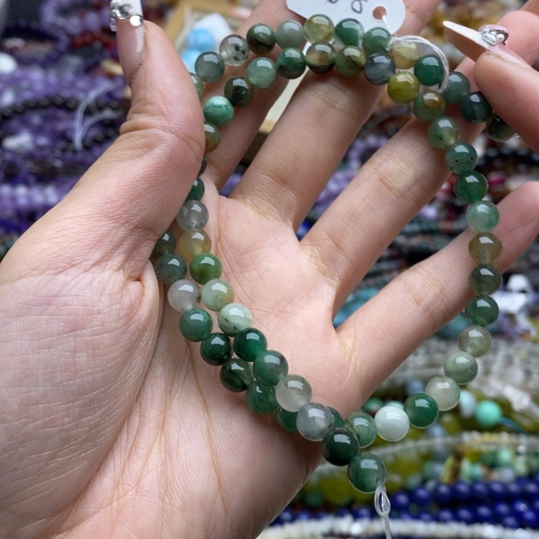 玛瑙/玉髓合金珠宝半成品两条装纯天然非洲翠圆珠6mm