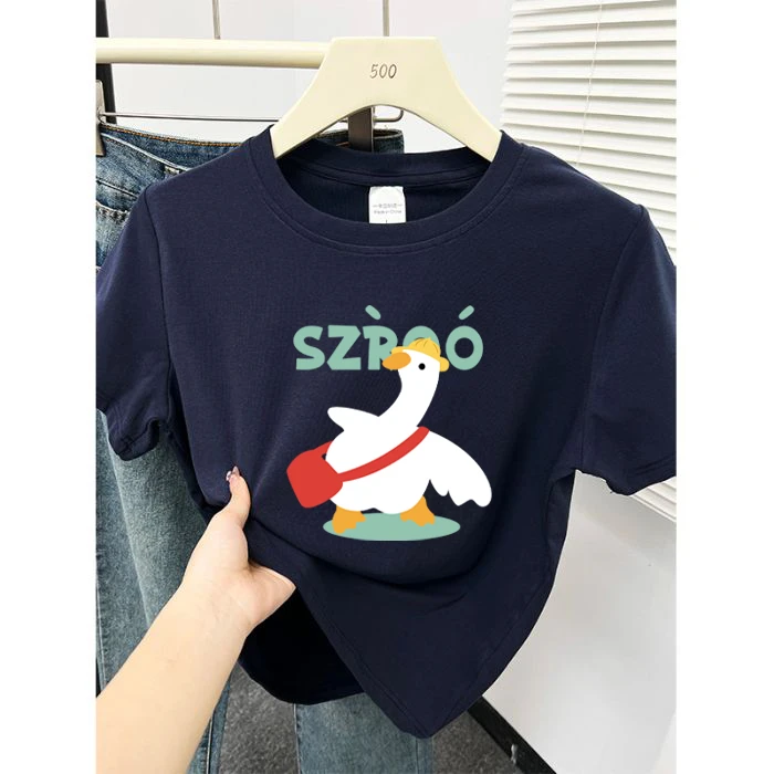 美式设计感印花百搭正肩短袖t恤女夏季新款韩版大码休闲圆领修身