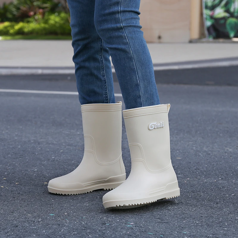 跨境时尚日系韩版中筒雨鞋时尚女款雨靴防滑水鞋胶鞋加绒防水水靴