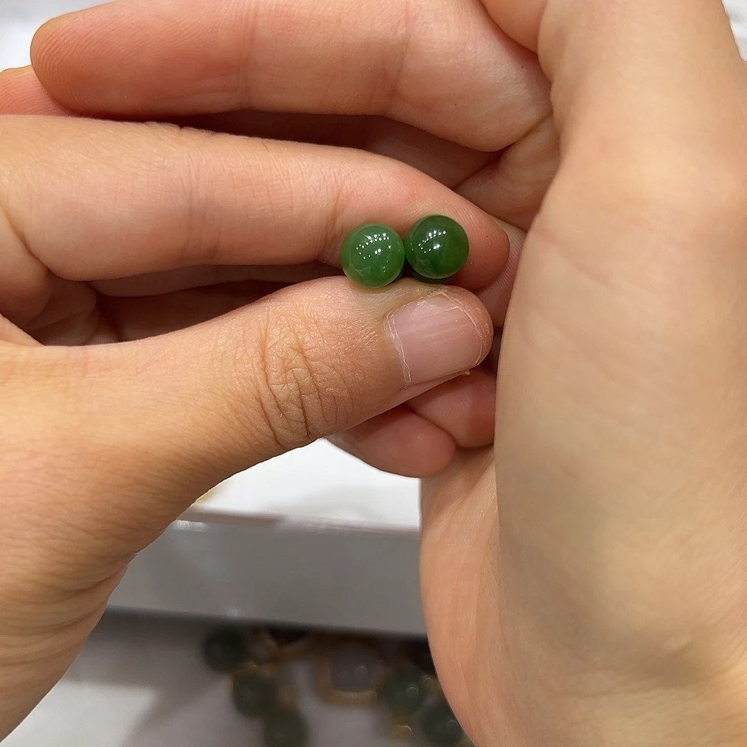 和田玉银S925镶嵌耳饰用****2