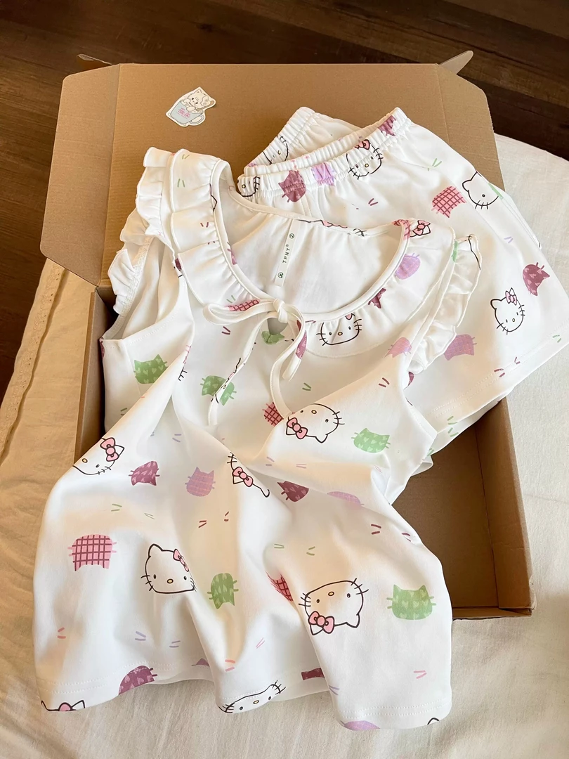 【DMXJ大梦想家】甜美软萌HelloKitty睡衣女夏季2025年新款短裤套装