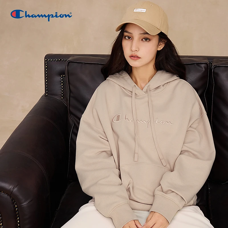 Champion冠军25秋冬加绒连帽卫衣大标刺绣上衣休闲百搭U5CSWSW056