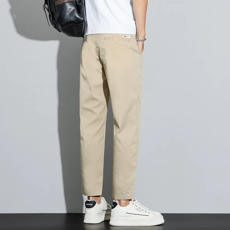 商务休闲裤子男士夏季薄款轻奢时尚纯色弹力修身小脚直筒裤